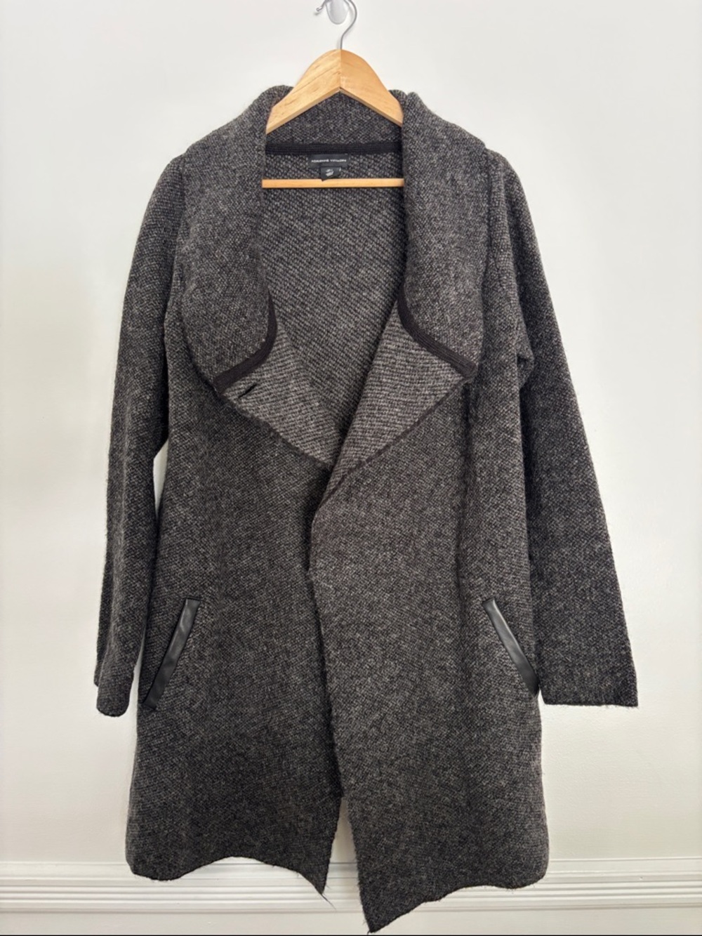 Adrienne Vittadini Charcoal Gray Open Front Coatigan